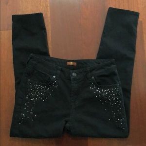 7 For All Mankind Black Jeweled Jeans Size 14